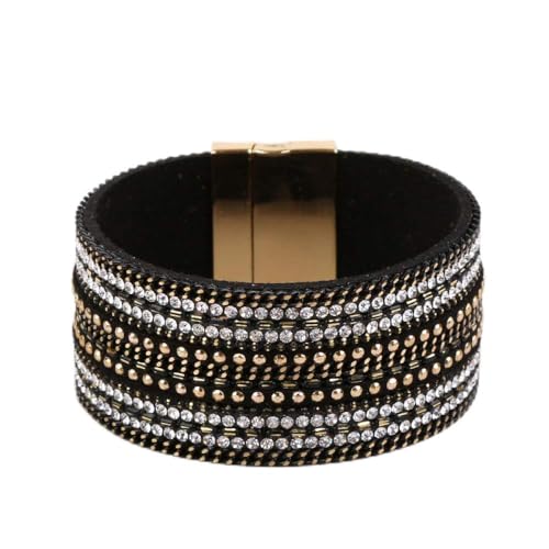 Bracelet en cuir pour femme un cadeau vintage chic unique avec cristaux et zircons