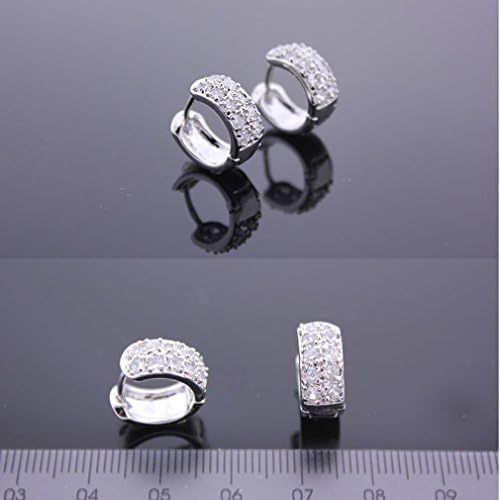 Yazilind Dazzling Rhodium Plated Clear Round Cut Flawless Cubic Zirconia Small Hoop Earrings Women