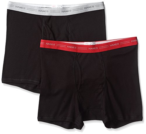 [ヘインズ] ボクサーパンツ (2枚組) 綿100% 抗菌 除菌 清潔 防臭効果 前開き Fresh IQ 2Pボクサーブリーフ HM6EG701 メンズ ブラック/レッド L 2枚組