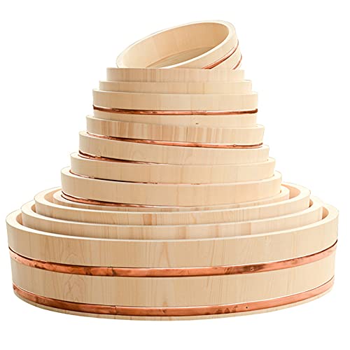 WSHA 12 Größen Hangiri Sushi Oke Reismischwanne Japanische Holzreiskühlschale mit 1 X Reispaddel für Restaurantküche,60x16cm Cover