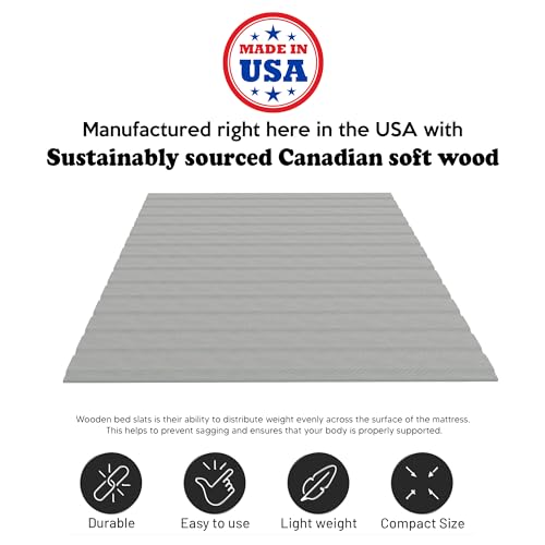 Greaton, 0.75-Inch Heavy Duty Horizontal Wooden Bunkie Board/Bed Slats with Cover, Queen, Grey by Greaton - Image 5