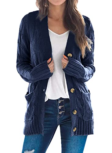Lange Strickjacke Damen - Eleganter Cardigan Im Grobstrick Mit Open Front