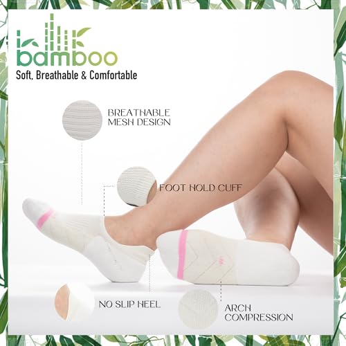 BRISIRA Bamboo Viscose Coolmax Running Golf No Show Socks Women Compression Moisture Wicking Performance Low Cut Tab Athletic3
