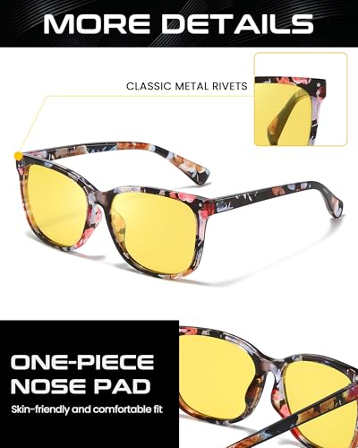 SODQW Night Driving Glasses for Women Men Night Vision Anti-Glare Polarized Yellow Lens Glasses for Night Time Driving3