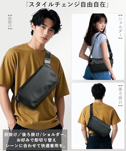 Sollman ショルダーバッグ ボディバッグ メンズ 大容量 防水 斜めがけ スリングバッグ アウトドア 海外旅行 多機能 ブラック の商品画像 1