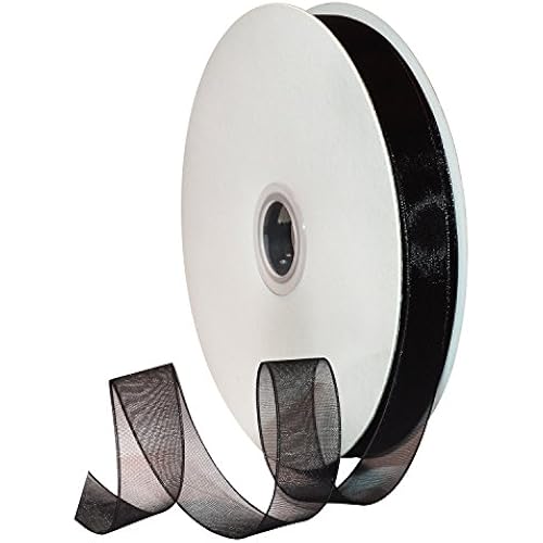 Morex Ribbon 91803/100-613 Organdy Nylon Ribbon, 5/8-Inch by 100-Yard, Black