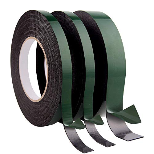 Preisvergleich Produktbild Accod starkes schwarzes, doppelseitiges Klebeband, selbstklebendes Schaumstoffband, wasserfest, Montage-Klebeband, Rollen für Autozubehör, Bürobedarf und Heimdekoration, etc, 10 m pro Rolle - schwarz