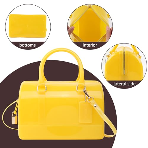 Image of Ladies Summer Jelly Pillow-shaped Top Handle Handbag Candy Color Transparent Crystal Purse