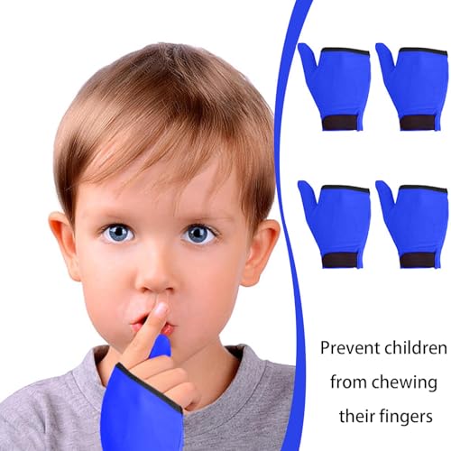 Image of 4pcs Thumb Sucking Guard Gloves Kids Anti Thumb Sucking Glove Chewy Compression Thumb Sucking Stop Nail Biting Finger Biting Glove for Kids Thumb Guard for Ages 5-12