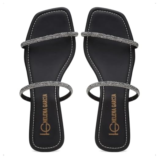 Sandália Feminina Rasteira Papete Com Brilho Strass Moda 34 Ao 43 (Preta, BR, Adulto, Numérico, 42)