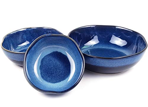 Eweigeer Creative Kiln Variant Ceramic Salad Pasta Serving Bowl Cereal Snack Dessert Porcelain Bowls Set Of 3.Small Medium And Large #TOP1