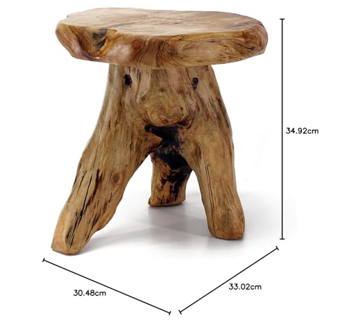 WELLAND Tree Stump Stool Live Edge, Natural Edge Side Table, Plant Stand, Nightstand, Mushroom Stool 14" Tall - Image 4