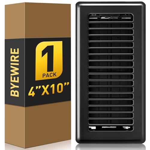 4x10 Floor Register Black Vent Cover 1 Pack Heavy Duty Steel Walkable Floor Vents Floor Register Vents with Easy Adjust Air Supply Lever Rust Proof Finish Registers Grilles & Vents for Home Floor