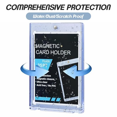 6 Pack 35Pt Magnetic Card Holder, Acrylic Trading Protector With Stand Feet, Uv Protection Display Case For Standard Sports Game Magic Cards, Durable Transparent Storage