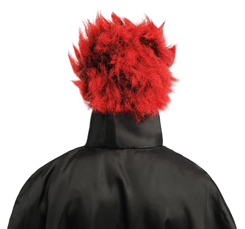 P'TIT CLOWN - 23616 - Perruque Diable - Cheveux Synthétiques - Parfaite pour Déguisement Halloween, Carnaval, Fêtes Costumées et Évènements à Thème - Sans Colle - Rouge – vue 3