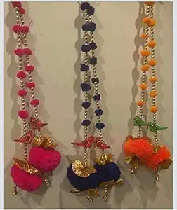 Generic Pompom Door Side Hanging Toran (2 Pieces)