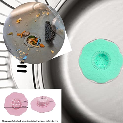 Washbasin Drain Protector Silicone Flower Shape Drain Hair Catcher Strainer Snare Reusable Sewer Anti-Clogging Sink Filter No Kitchen Use,Pack Of 6 #TOP3