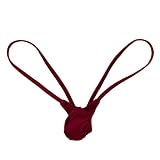 iiniim Men's Sexy T-Back Low Rise Jockstrap G-Strings Bulge Pouch Thong Underwear Wine Red Large (Wa