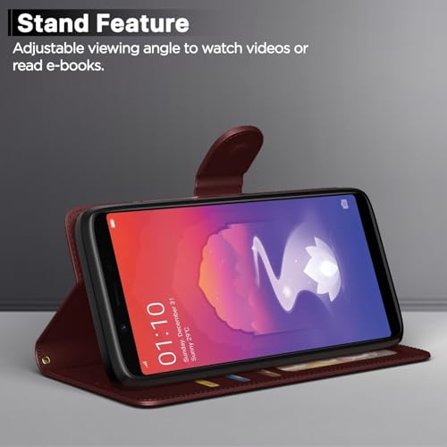 Image of Pikkme Realme 1 Flip Case Leather Finish | Inside TPU with Card Pockets | Wallet Stand and Shock Proof | Magnetic Closing | Complete Protection Flip Cover for Realme 1 (Brown)