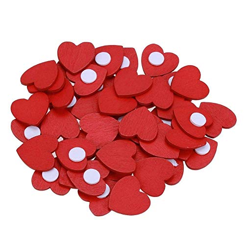 100 adhesivos hechos a mano con corazones rojos de madera para adornos, bricolaje, álbumes de recortes, accesorios de Navidad, adornos para bodas, fiestas, manualidades y tarjetas