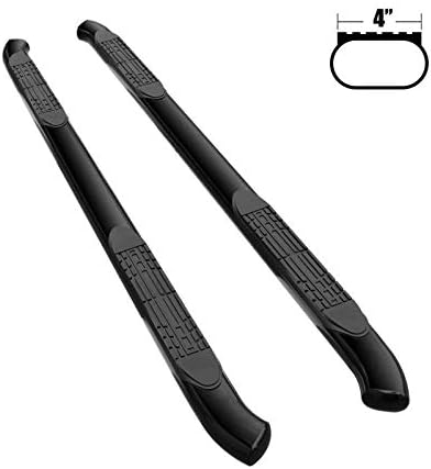 Compatible 2007-2018 Chevy Silverado GMC Sierra 1500 2500 3500HD Crew Cab Rocker Panel Mount 4 inch Curved Black Powder Coated Nerf Bars Running Board Side Step