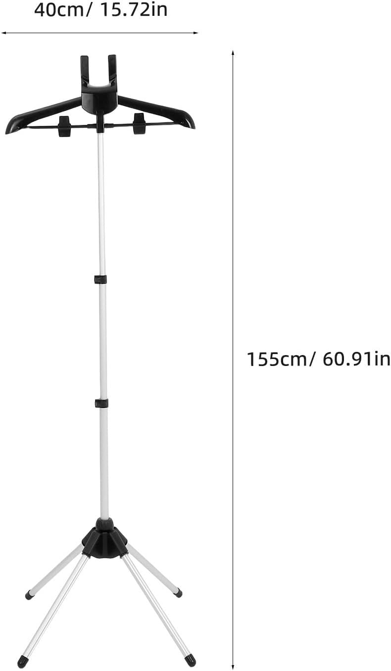 Garneck Telescopic Garment Steamer Rack Stand with Sleek Design, Metal and Plastic Portable Clothes Steamer Hanger for Travel and Small Spaces, Doubles as Regular Hanger Stand