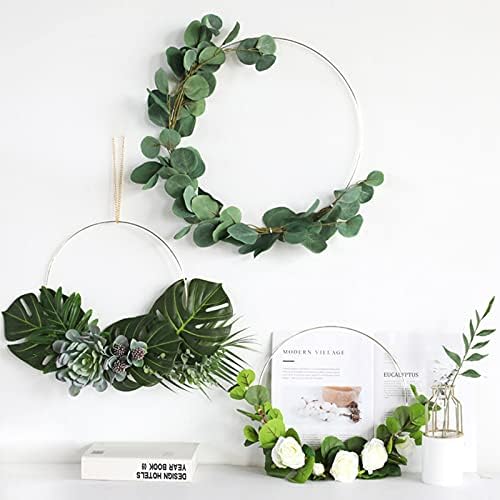 GWHOLE 4pcs 25cm Floral Wreath Hoops, Silver Metal Wreath Ring for Making Wedding Christmas Wreath Decor and Wall Hanging Craft, DIY Dream Catcher