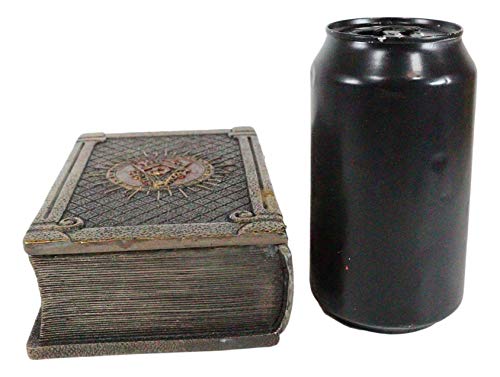 Ebros Small Masonic Secret Book Box Freemasonry Square And Compasses Geometry Ritual Morality Blue Small Hinged Book Jewelry Box In Bronze Finish Patina Resin Freemasons Storage Decor #TOP5