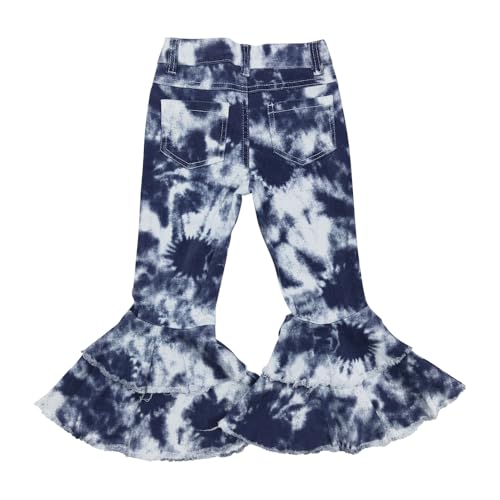 Todder Blue Tie-dye Girl Jeans Ruffle Bell Bottom2