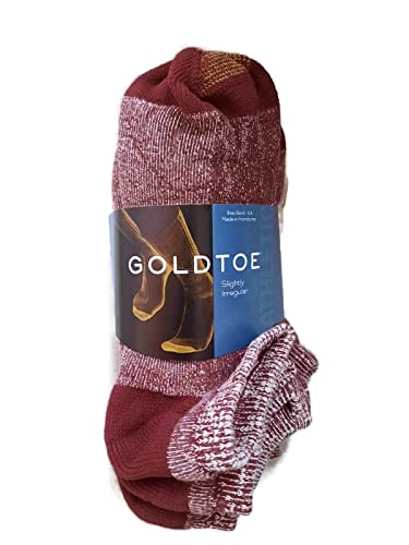 Gold Toe Men's Socks No Show 6-Pack Liner Breathable Soft Cotton Blend Slightly Irregular (Red Heather)