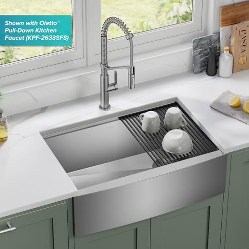 Kraus Kore 30-Inch Farmhouse Workstation with In Sink Dish Drying Rack, Stainless Steel Kitchen Sink, KWF410-30 by Kraus - Image 2