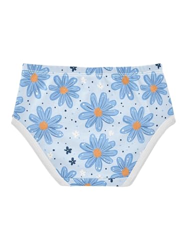 ZZKKO White Blue Daisy Flower Girls Underwear Toddler Panties for Girls Comfort Brief Size 2T2