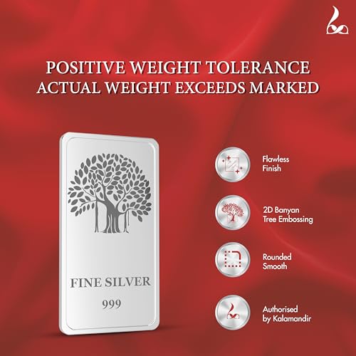 Image of KALAMANDIR 999 Fine Silver Bar For premium Design -200 gm | High-Purity Bullion in Elegant Finish