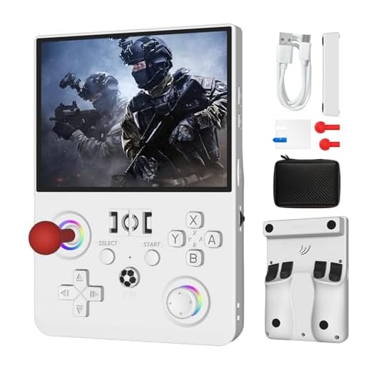 Newest R36MAX Ⅱ 4.5 Inch Retro Handheld Game Console,1024x768 IPS HD Screen,128G Built-in 22000+ Classic Game,Portable Open Source Linux System,4000mAh Battery with Arcade Joysticks*2 (White)