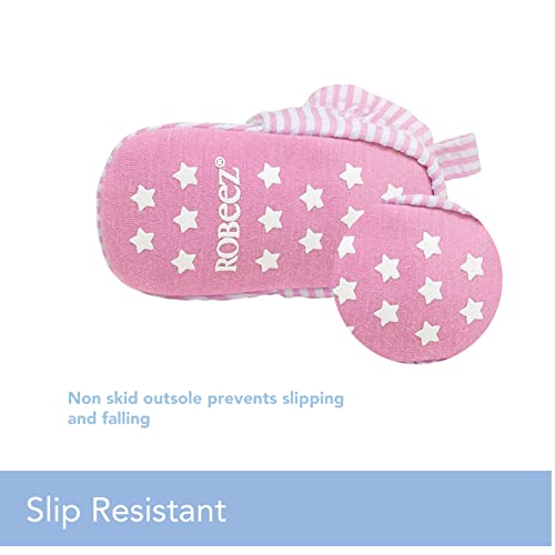 Robeez Baby Snap Booties With Slip Resistant Soles For Infant/Toddler, Girls, Boys, Unisex - Seersucker Pink - 6-12 Months #TOP4