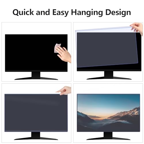 Image of 【2-Pac】32 Inch Computer Monitor Anti Blue Light Filter, Hanging Type | No Adhesive Installation | Reduces Eye Strain | Easy to Hang | Reusable Design | Scratch Resistant