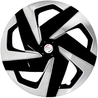 Auto Pearl - 16" inch | Set of 4 Pcs | Press Type Hubcap Wheel Cover Replacements for OEM Steel Wheels Polypropylene with Retention Ring | Compatible with Brezza 2022 Onwards| Color: Black Silver