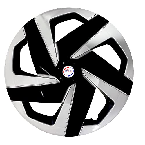 Auto Pearl - 16" inch | Set of 4 Pcs | Press Type Hubcap Wheel Cover Replacements for OEM Steel Wheels Polypropylene with Retention Ring | Compatible with Brezza 2022 Onwards| Color: Black Silver