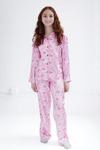 Harry Potter Girls Satin Pajama Shirt and Pajama Pants Sleep Set Little Kid to Big Kid Sizes (6-14-16)2