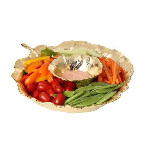 Gold Leaf Shaped Chip & Dip Bowl 12.25 x 14 x 2.5 in.