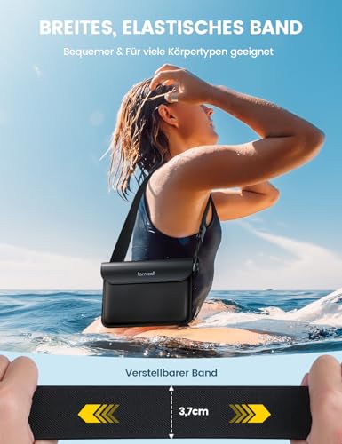 Lamicall wasserdichte Tasche, Wasserfester Beutel - [2 Stück] wasserdichte Bauchtasche mit einstellbarem Band, IPX8 Waterproof Bag für Wassersport, Schwimmen, Strand, Bootsfahrten - Schwarz