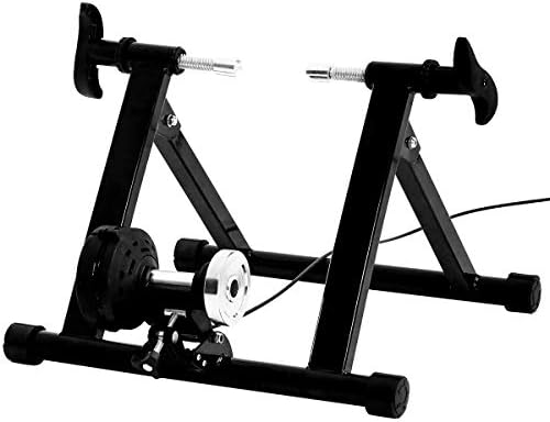 Bike Trainer Stand Bicycle Trainers Road Bike Trainer Machine Stationary Bike Stand for Indoor Riding Magnetic Exercise Cycling w/5 Levels Resistance Stationary Exercise for Road & Mountain Bikes