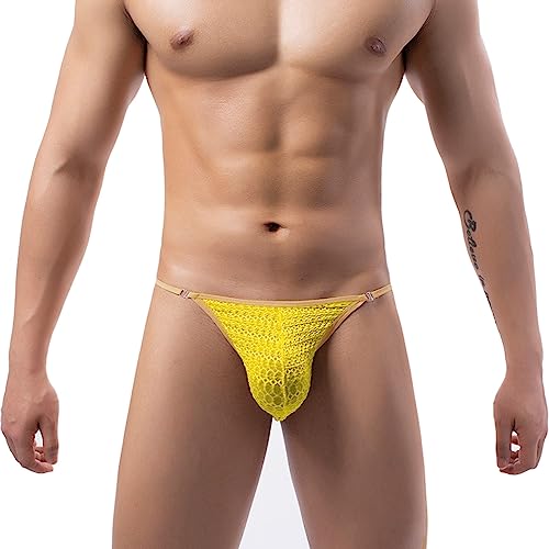 Boxer Briefs for Men Seamless Cotton Sexy Bulge Cool Seamless Comfortable Casual Fashion Loose Stretchy Sports Quick Dry Ultra Thin Elastic Yellow