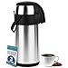 HEFTMAN Caraffa termica da caffè – 3L in acciaio inox Airpot azione azione a doppia parete isolante, a prova di perdite, caraffa per caffè e tè con base girevole a 360°, maniglia per il trasporto, immagine