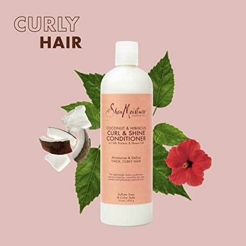 Sheamoisture Hair Conditioner Curly Hair Products, Coconut & Hibiscus Curl & Shine Conditioner, Shea Butter, Coconut Oil, Vitamin E & Neem Oil, Frizz Control, Family Size (2-Pack, 16 Fl Oz Ea) #TOP3