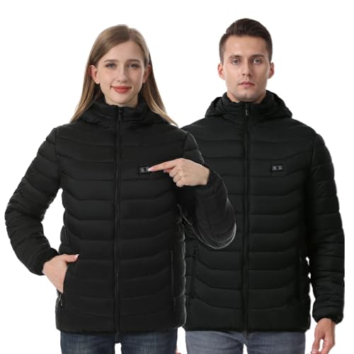 CHANGEOWN Heated Jackets for Women & Men, Dual-Control 15 Heating Zones Unisex Heating Jacket Coat with Battery, 3 Heating Levels Windproof & Waterproof Heating Jacket for Winter Outdoor, Medium — view 2