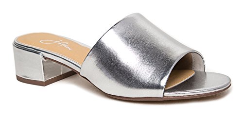 J. Adams Rudi Sandal Slide - Trendy Comfortable Open Toe Low Block Heel Slip On