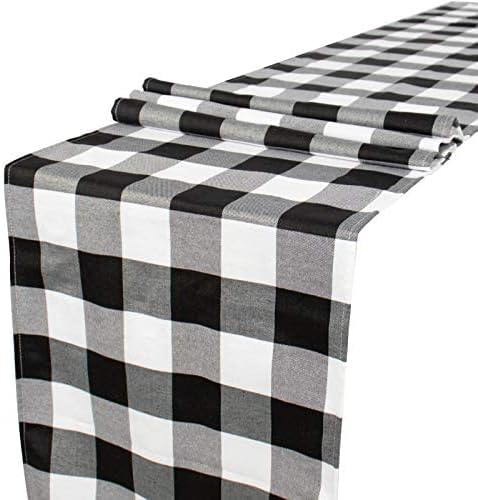 Table Runner White and Black Buffalo Plaid Table Runner Checkered Table Runner 14x72-Inch Linen Table Runners Farmhouse Party Gathering Decor Gingham Table Runner for Kitchen