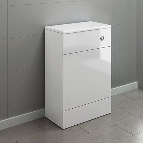 iBathUK 500mm Gloss Grey White Harper Back to Wall Toilet Cupboard Unit (White)