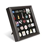8x8 Enamel Pin Display Frame with Glass, Pin Collection Display, Shadow Box for Wall and Tabletop, Pin Holder, Brown